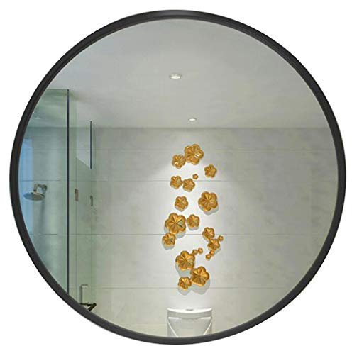 Spiegel Curve Round, runder Wandspiegel, Bad Spiegel, Schminkspiegel Kreis Wandspiegel mit Anti-Rost Metall Eisenrahmen Runde Wandspiegel für Eingänge, Waschräume, Wohnzimmer, Schwarz