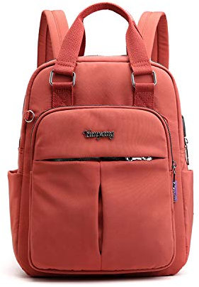FANDARE Damen Rucksäcke Laptop Handtasche Schulrucksack Schultasche Mädchen Schulranzen mit USB Reise Tagesrucksack Teenager Daypacks für Uni Büro Alltag Freizeit Campus Wandern Dauerhaft Nylon Orange