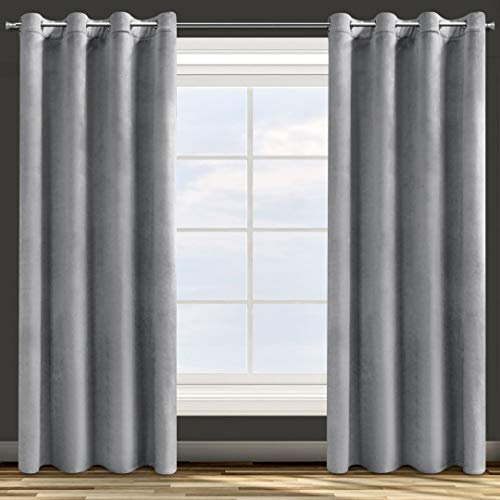 Eurofirany ROSA Vorhang Samt Velvet Ösen -1 STK. Weich Edel Gardine 200g/m² Elegant Glatt Einfarbig Flauschig Modern Klassisch Wohnzimmer Schlafzimmer, 140x250 cm, Silber