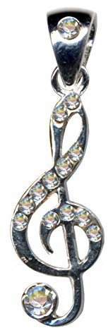 KETTENANHÄNGER Notenschlüssel/Echt Silber 925 mit Zirkonia/Klassik Design/Steinarbe: klar weiss/Online Shop Schmuck kaufen / 51042