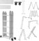 LZQ Escalera Multiusos 4 x 4, 470 cm, 6 en 1, de Aluminio, Plegable, para el Hogar y Trabajo, Plataforma de Trabajo, Escalera Articulada