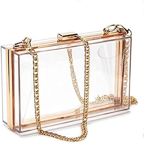 DZOZO Frauen Clear Box Clutch Acryl Umhängetasche Abend Party Clutches Handtasche Bankett Geldbörse Tasche Damen Geschenk, durchsichtig, Square