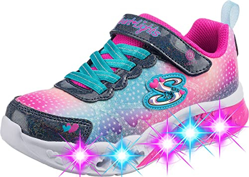 Skechers Mädchen Flutter Heart Lights Simply Love Sneaker, Navy Synthetic Mesh, 35.5 EU