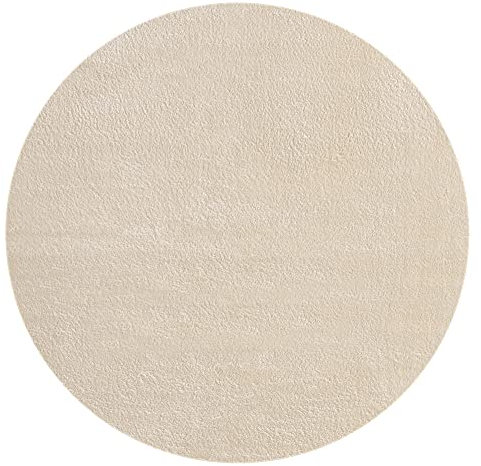 Mia's Teppiche Olivia Wohnzimmer/Schlafzimmer Teppich - waschbar - 200 cm Rund, Beige