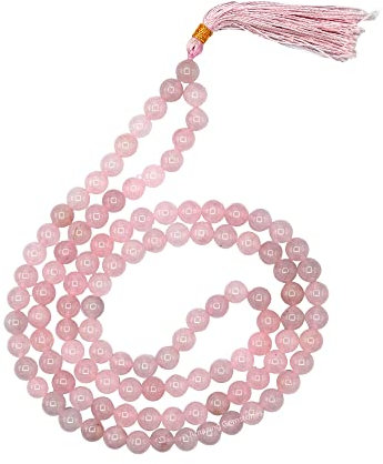 Rose Quartz Buddhist Prayer Beads Japa Mala with 108 Meditation Beads (Hand Knotted)