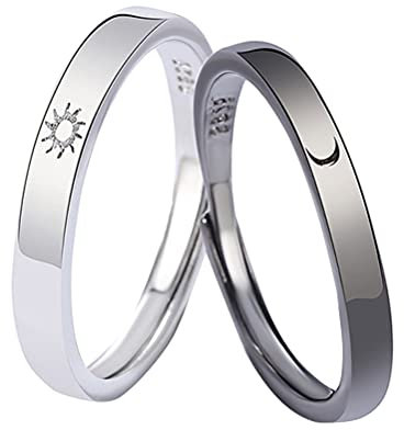 2 Stück Sonne Mond Eheringe Partnerringe Verstellbar Ringe Set Beste Freundin Sonne Mond Ring Frauen Geschenk