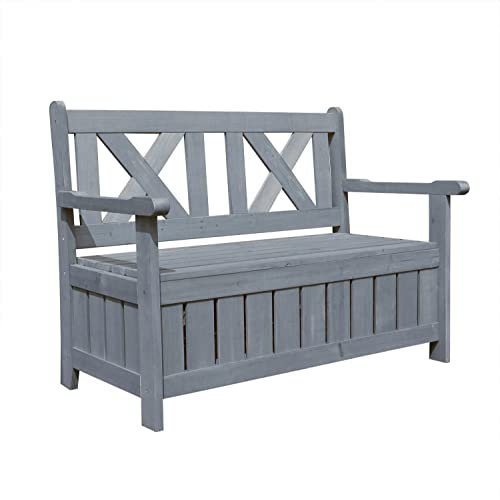 AIRWAVE Darcy Outdoor Storage Bench 110L | Weather Resistant Garden Storage Box | Treated Fir Wood | Wooden Showerproof Seat | Ideal for Storing Toys, Cushions, Tools