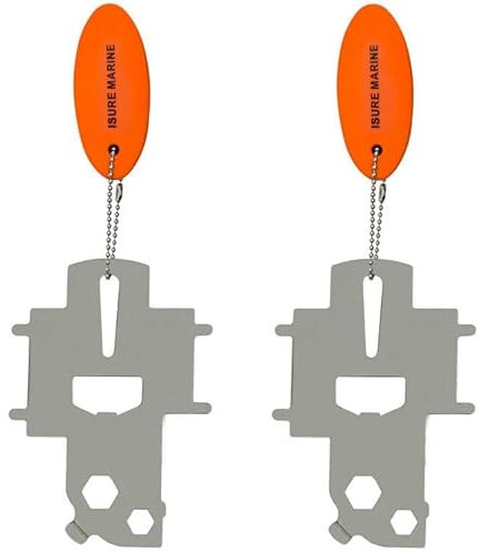 ISURE MARINE 2pcs Deck Fill Plate Key Kit Gas Fuel Water Waste Diesel Tank Filler Cap Keys Stainless Steel Multi Tool Floating Keychain for Boat Marine Yacht