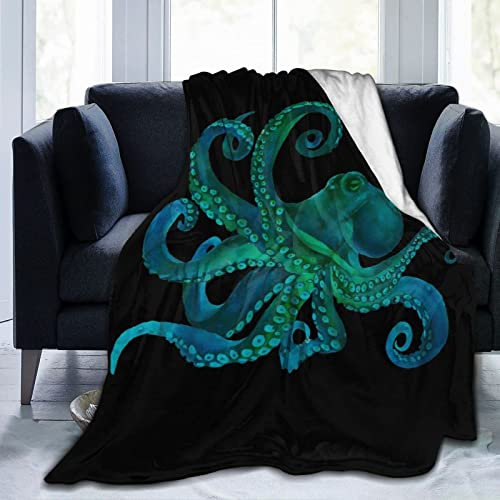 Octopus Vintage Sea Wildlife Überwurfdecke, leichte Fleecedecke, warme Plüsch-Bettdecke für Couch, Sofa, Reisebettwäsche, Heimdekoration, Klimaanlage, Decke für Kinder und Erwachsene, 80 x 60 cm.