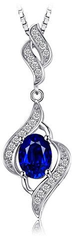 JewelryPalace Ovalschliff 2ct Erstellt Saphir Kette Anhänger 45CM, Blau Schmuck Set, Halskette Damen Silber 925 Collier Damen Ketten Edelstein Mädchen, Halsketten mit Stein Frauen Valentinstag