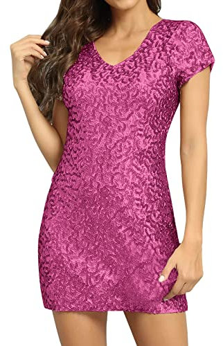 AMDOLE Robes Femmes Enceintes Flashy Toutes Les Femmes ornées de Paillettes Scintillantes Paillettes Robe de Hanche Robe Sexy pour Femmes Robe Paillette