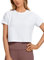 CRZ YOGA Women's Short Sleeve Yoga T-Shirts Loose Fit Sports Fitness Crop Tops Workout Casual Cropped Shirt White 10