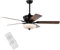 GiantexUK 52” Ceiling Fan with Lamp, 5 Blades Hanging Fan with Remote, 3 Wind Speeds & Timer, 2 in 1 Retro Decorative Fan Light for Bedroom and Living Room, 3Bulbs not Included (132 x 132 x 51/63cm)