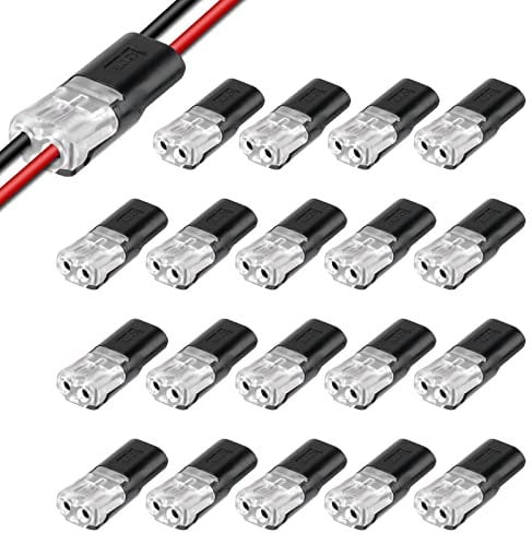 20 Stück 2-Polig Kabel Steckverbinder Stecker, Aicharynic Auto Stecker Steckverbindung Steckverbinder Verbindungsklemme Für Kabel mit 18/22 AWG ist Kein Abisolieren Erforderlich