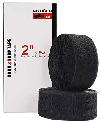 MYUREN 4.5m x 50mm Klettband zum Nähen für Stoff, 50mm Breit Klettverschluss zum Aufnähen, Nylon Klettstreifen für DIY Handwerk Rund um Startseite und Büro, Schwarz