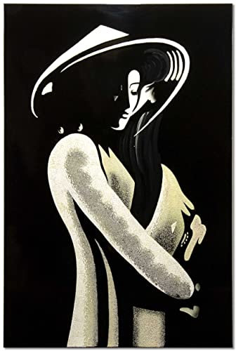 Art Saigon Tableaux en Bois Laqué et Coquille d'Œuf, Étudiante Vietnamienne, L40 x H60cm, Fait Main - Peinture Panneau Mural de Décoration, Artisanat du Vietnam (S51-7693)