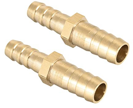 QUARKZMAN 10mm a 8mm Diámetro Recto Latón Espiga Manguera Montaje Reductor x 2uds Recto Conector Adaptador para Manguera Conexión, Conector de Lengüeta de Latón [Dorado Tono]