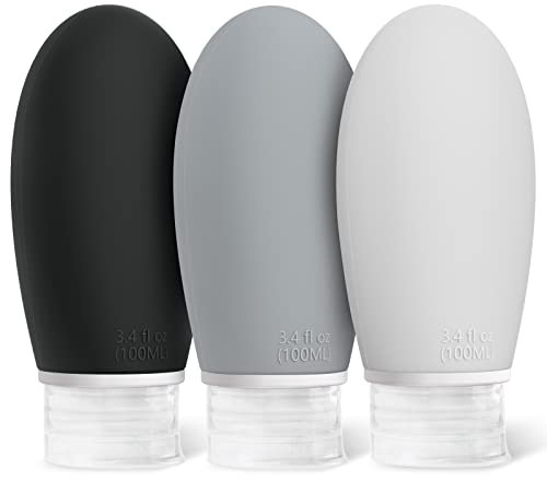 Opret 100ml Silicone Travel Bottle for Toiletries, 3 Pack Leak Proof Refillable Travel Containers Squeezable Travel Accessories for Shampoos, Conditioner and Cream, BPA Free and TSA Approved