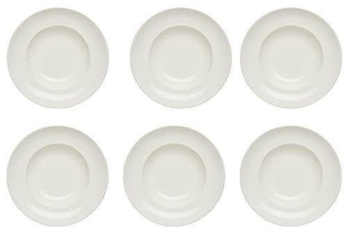 KHG 6er Set Pastateller, extra groß mit 30cm Durchmesser in weiß, perfekt für Gastro und Zuhause, hochwertiges Porzellan, Suppenteller, Salatteller, Spühlmaschinengeeignet