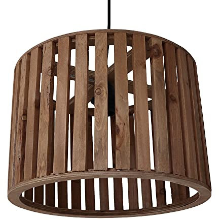 Hängelampe WEST COAST braun aus Holz Deckenlampe mit Holzstreben D35cm