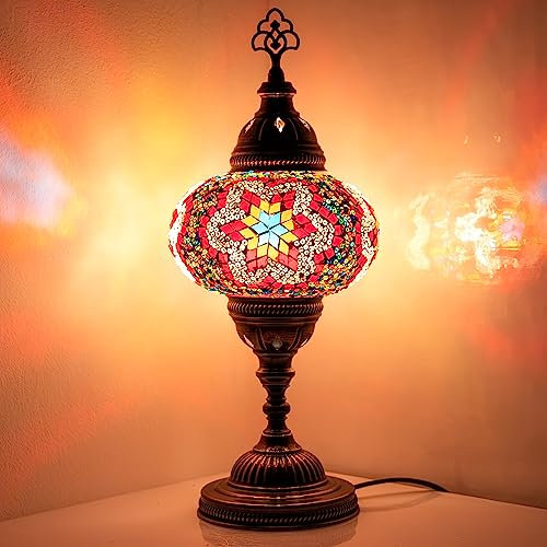 10 Variationen Orientalische Marokkanische Mosaik Tischampe Handgefertigte Türkische Dekorative Mosaiklampe (7-Mehrfarbig)