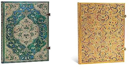 Paperblanks - Chroniken in Türkis - Notizbuch Ultra Liniert, Ultra (230 x 180) & GOLD INLAY ULTRA