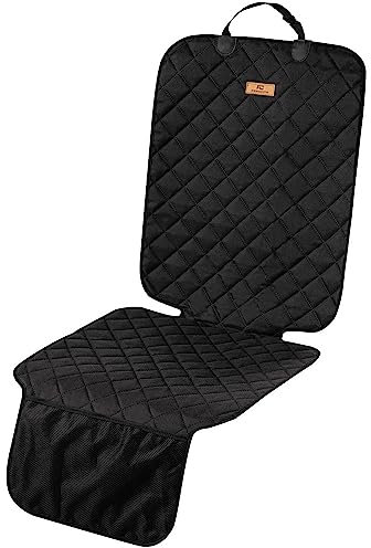 Kindersitz Unterlagen für Auto mit Isofix Universell Autositzschutz für alle Sitze mit Fußstütze und Rückenlehne rutschfeste Wasserabweisende Matte für die Rückbank oder Vorderbank Schwarz PU [085]