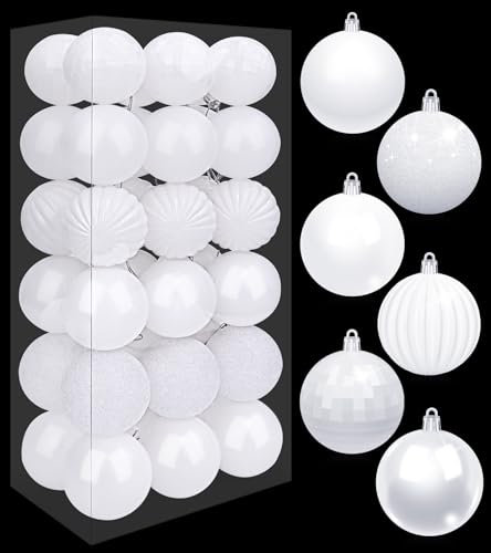 BLAZOR Weihnachtskugeln Set I 36 Christbaum-Kugeln Kunststoff I Weihnachtsbaumschmuck in versch. Farben I Weihnachten-Dekoration, Christbaumkugeln mit vormontierten Schlaufen - 6CM