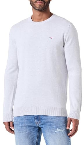 Tommy Jeans Men's Round Neck Jumper, Grey (Silver Grey Htr), XXL