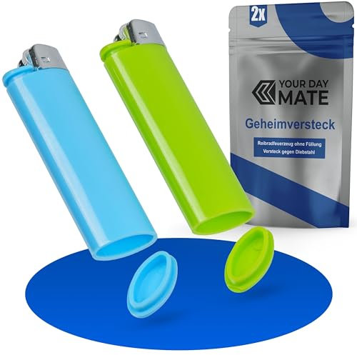 Briquet avec cachette secrète, 2 pcs, sans remplissage, en Bleu et vert, compartiment secret pour ranger les objets de valeur, compartiment de rangement de la boîte d'Argent