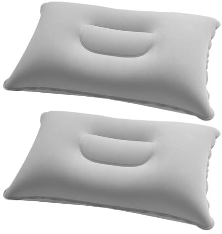 LANAFAY 2PCS Aufblasbare Kissen für Camping, Portabel Kissen Reisen, Beflockung Komfortabel Kissen, Ergonomisches Strandkissen, für Camping, Angeln, Strand, Draussen