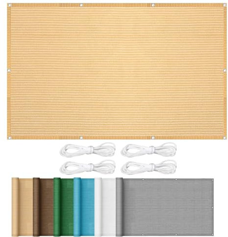 Rectangular Toldo Vela de Sombra 2 x 2.2 m HDPE Transpirable Protección Rayos UV Red de sombreado con Ojales con Ojales y Cuerdas para Exteriores, Pergola, Amarillo Arena