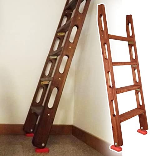ZCFXIFGF Retro-Etagenleiter aus Holz mit Haken – Loft-Wohnmobil-Etagenleiter mit Armlehnen und rutschfesten Füßen, Kurze Leiter für Wohnwagen, Wohnheim-Garderobe (Größe: 4 Stufen 125 cm/49 Zoll)