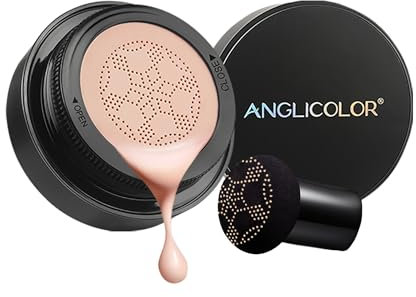 Anglicolor Pilz Luftkissen CC Creme,Moisturising BB Creme Cushion Foundation Cover Concealer Liquid Foundation Volldeckendes Make-Up Langlebig Und Wasserfest (#01 Porcelain, 15ml)