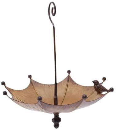 kowaku Regenschirm Vogelhäuschen Hängende Vogeltränke Braunes Eisen für Rasen Hof Draußen