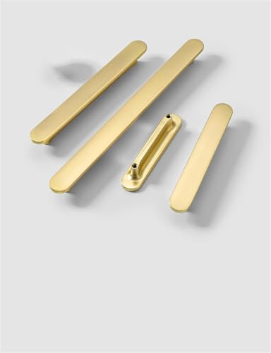 SYZOW 6 Stück Schrankgriffe Gold Möbelgriffe Küchengriffe Gold -Griffe Möbel Schrankgriffe Messing aus Schubladengriffe 128mm Lochabstand
