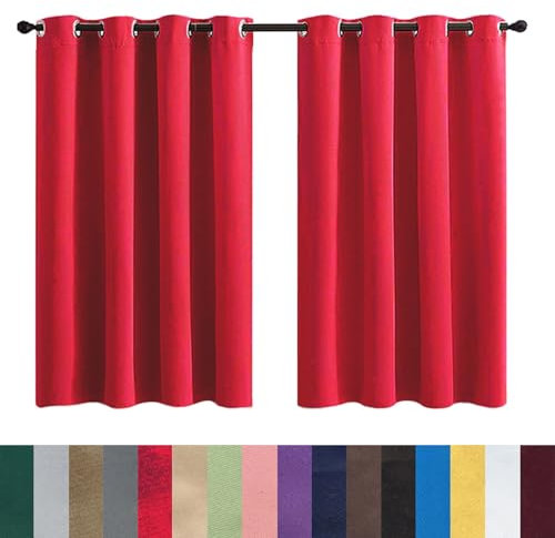 GAIFNAG Gardinen Wohnzimmer Vorhang 200 x 50 cm Wärmeisolierend, Vielen Farben Und Ausführungen Gardinen Gestreift Transparent für Hochzeit Fenster Wohnzimmer, Rot