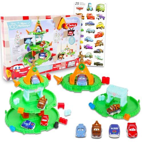 Disney Pixar Cars-Adventskalender Countdown bis Weihnachten – 25 Tage Lightning McQueen Kalender 2024 Bündel mit Ornamenten, Schmuckstücken, Preisen, mehr | Disney Cars, Urlaubs-Geschenk-Set für