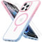 Iokmax Magnetic for iPhone 16 Pro Max Case, Compatible with MagSafe with 2X Screen Protectors, Military-Grade Slim Shockproof Phone Case Translucent Matte Back Anti-Fingerprint, 6.9-Inch, Pink-Blue