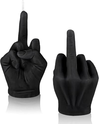Starnearby Mittelfinger Kerze Lustige Stinkefinger Kerzen Mittelfinger-Duftkerze Handgeformte Kerzen Mittelfinger Kerzenform Weihnachten Kerzen für Hausdekoration Candle Geschenkset (2, Schwarz)