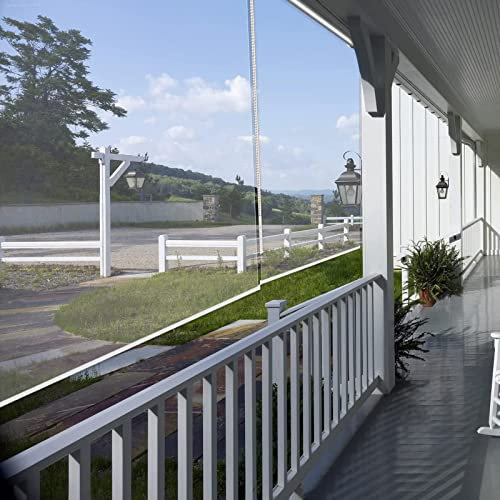 Waterproof PVC Clear Roller Shades for Outdoor Pergola Gazebo Transparent Pull Down Screen Tarp Cover Dustproof and Easy Set Up 125cmx100cm
