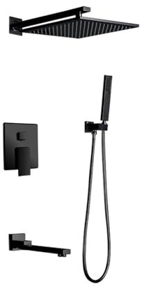 Miscelatore per doccia a scomparsa moderno nero con maniglia singola e 3 uscite da parete per bagno doccia miscelatore