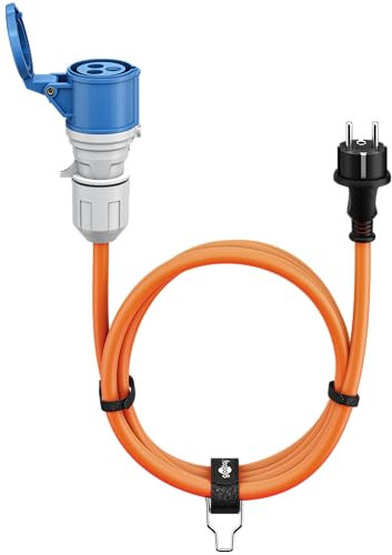 goobay CEE-Adapterkabel für Wohnwagen, 5 m, Schutzkontakt auf CEE-Buchse mit Verschlusskappe, IP44, Kabel für Camping, Wohnmobil und Wohnwagen, 76219