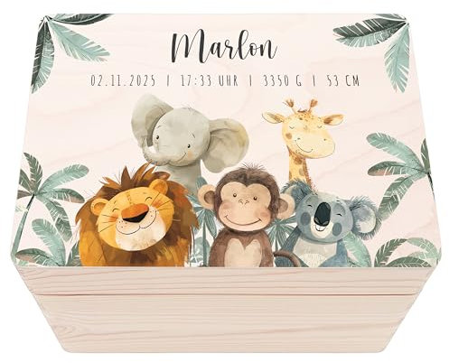 Erinnerungsbox Baby personalisierte Holzkiste Erinnerungskiste Erinnerungsbox Geschenk zur Geburt Geburtsgeschenk Holzbox 30x20x13 cm