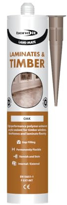 Bond It Lami-Mate Timber & Laminate Sealant Wood Floor Gap Polymer Enhanced Flexible Gap Sealant Filler for Flooring Windows & Doors Paintable & Stainable Indoor & Outdoor Use (Oak, 1)