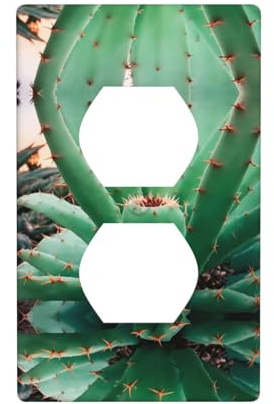 WZYWHJ Piastra decorativa da parete a doppia presa, facile da installare, ideale per aree residenziali e commerciali, 11,4 x 7,5 cm, stampa cactus agave