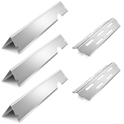 EXTRWORY 5 Pack Bbq Heat Plates For Weber Stainless Steel Grill Heat Conducting Plate Replacement Aroma Diffuser For Genesis II E-410 For LX E-440 Models Silver