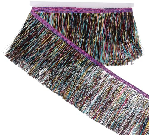 sourcing map Glänzende Lametta-Fransenborte, glitzernde metallische Fransenborten, Girlande, Lametta-Girlande, Lametta-Streamer für DIY, Latein-Tanz-Kostüm, Kleidung, Accessoires, Urlaubsdekoration