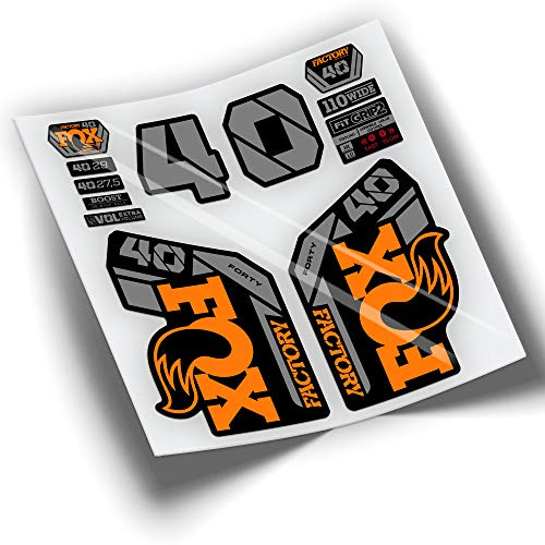 Ref: VP440 Aufkleber, kompatibel mit Fox 40 Gabel, zweifarbig, 2021–2025, MTB, Sticker, Aufkleber, Aufkleber für Mountainbikes, Orange