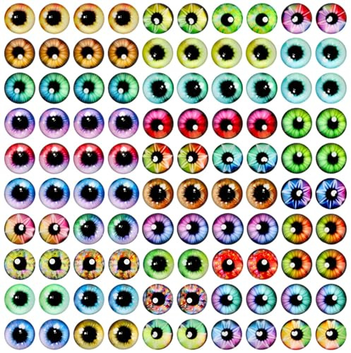 100 Stück 14mm Drachenaugen Cabochons aus Glas für Puppen DIY Bastelprojekte Plüschtiere Handwerk Zubehör Puppenaugen